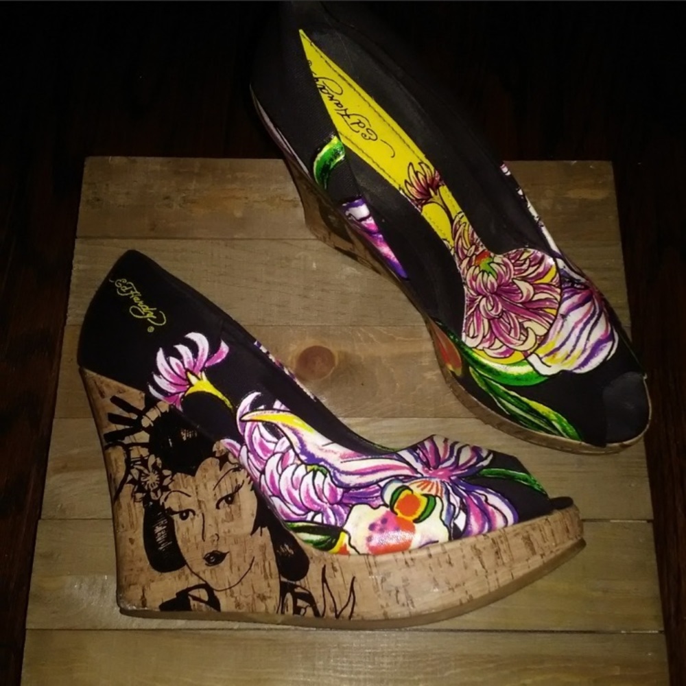 Authentic Ed Hardy Womens Wedges